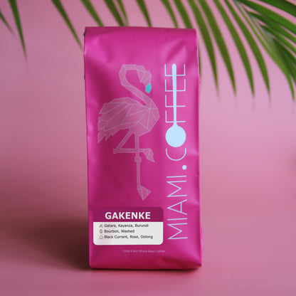 250g bag of Miami.Coffee Burundi, Gakenke Processing station near Gatara in the Kayanza Province, Bourbon cultivar, washed process, tasting notes: Black Currant, Rose, Oolong