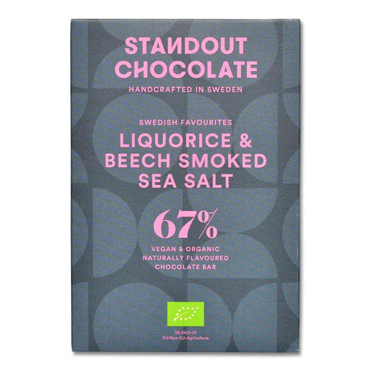 STANDOUT SWEDISH FAVOURITES LIQUORICE & BEECH SMOKED SEA SALT 67%, 50G